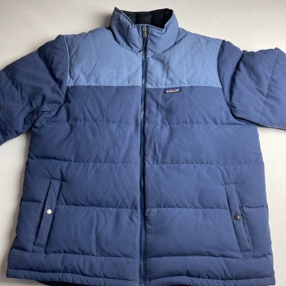 Patagonia Bivy Goose Down Jacket Quilted Puffer Mens XXL Blue  Stained, read - Picture 11 of 16